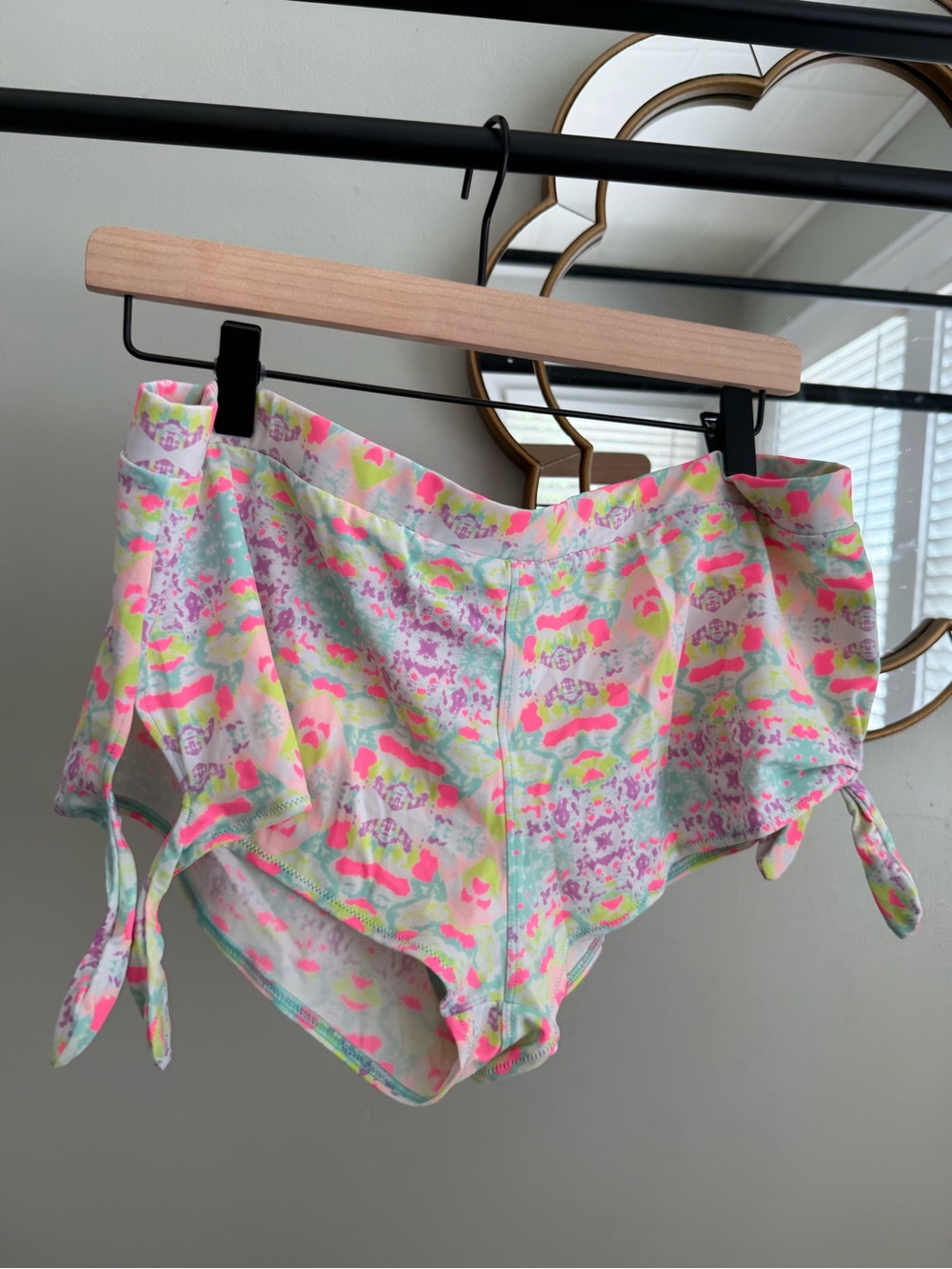 Victoria's Secret Neon Pink, Light Green & Lavender Patterned Bikini Shorts